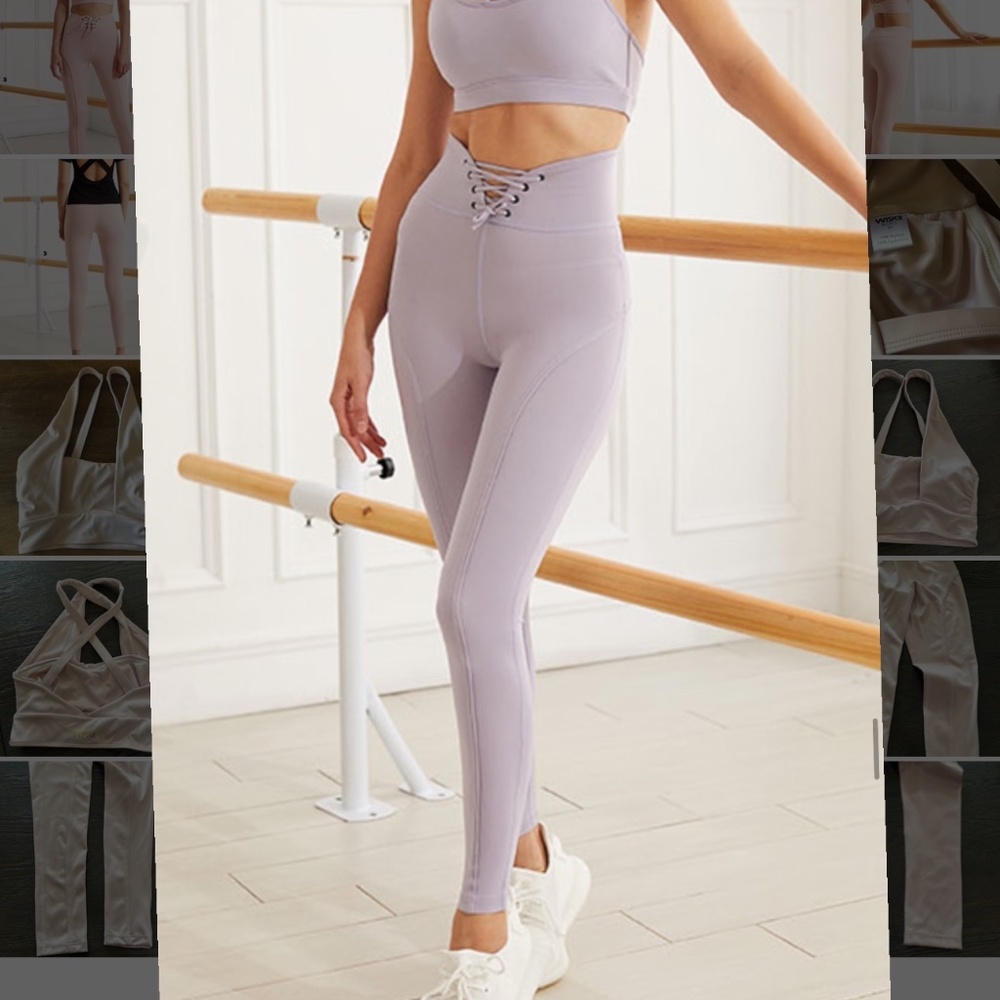Wiskii Active Lace Up Leggings in Lavender Size Small